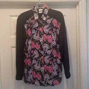 Vintage sellecca Floral Button-Up Blouse - Made in USA - Size M shoulder pads